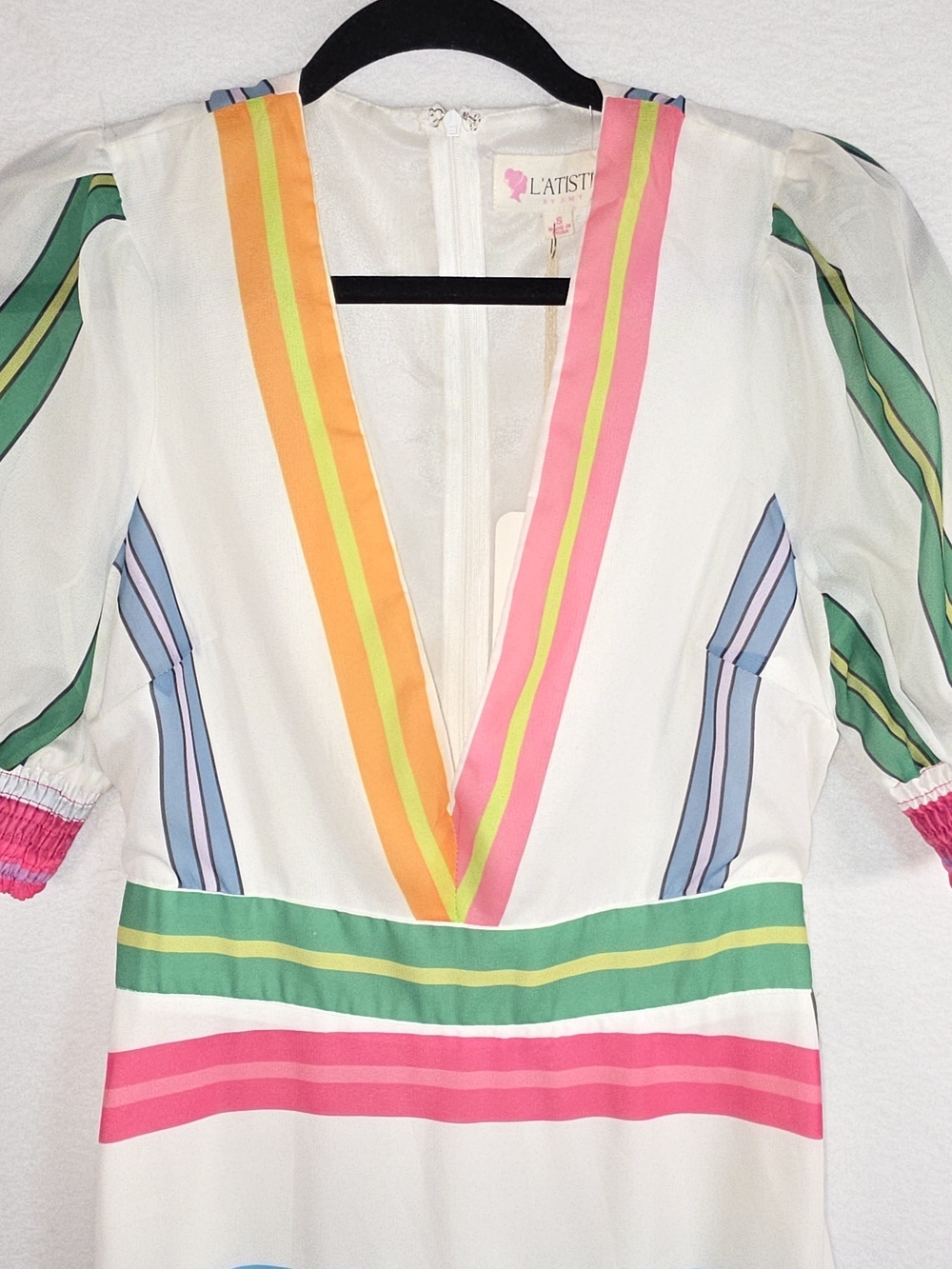 L'ATISTE White Dress with Pink Accent - Picture 3 of 12